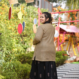 Woollen British Tan Full Sleeves Knitted Cardigan