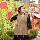 Woollen British Tan Sleeveless Knitted Cardigan