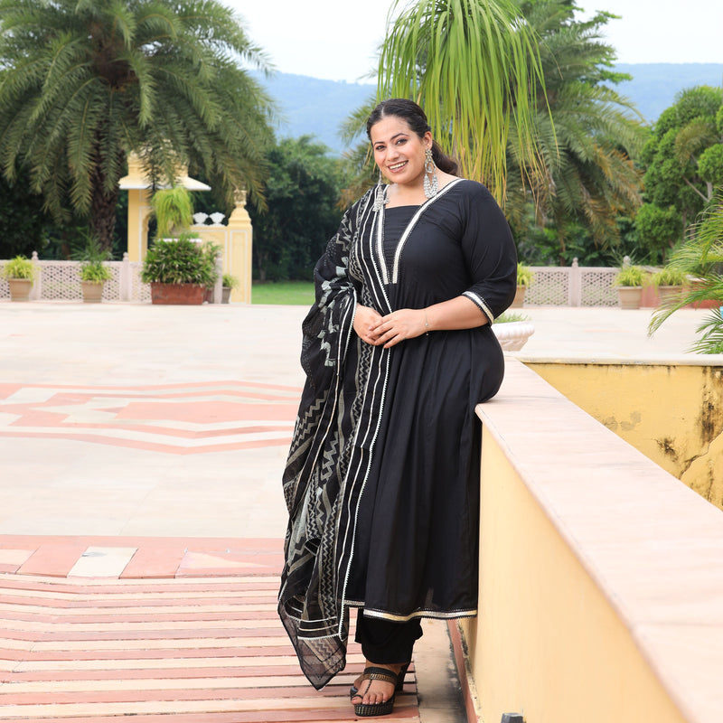 Black Diamond Gota Cotton Anarkali