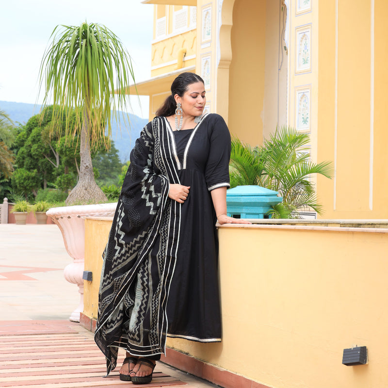 Black Diamond Gota Cotton Anarkali