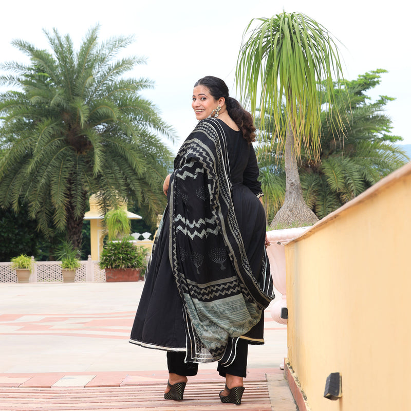 Black Diamond Gota Cotton Anarkali