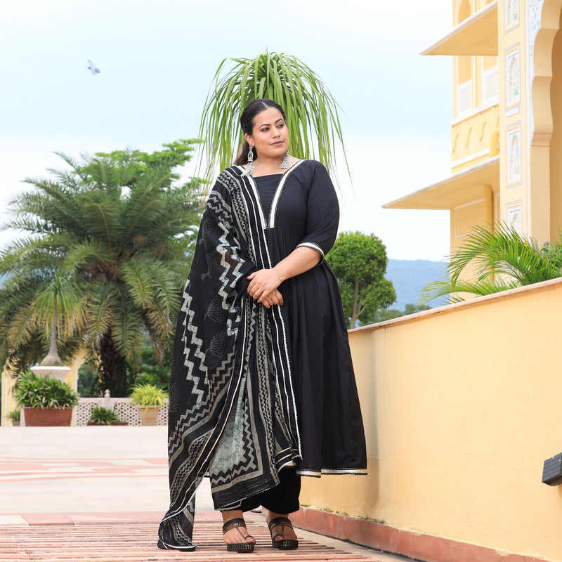 Black Diamond Gota Cotton Anarkali