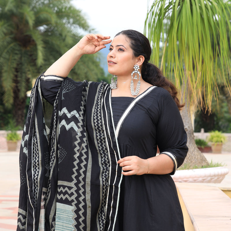 Black Diamond Gota Cotton Anarkali