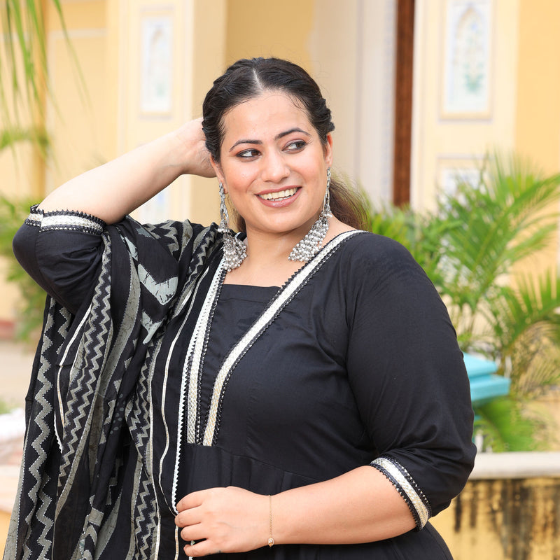 Black Diamond Gota Cotton Anarkali
