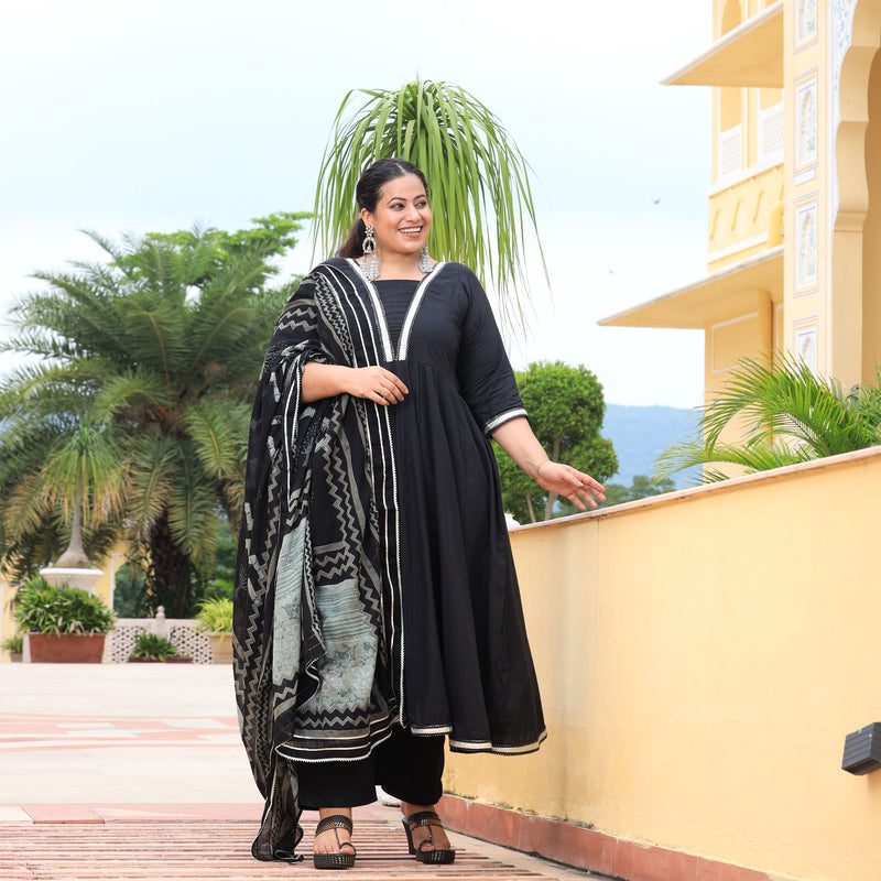 Black Diamond Gota Cotton Anarkali