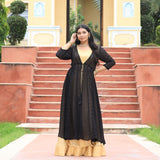 Black & Gold Chinon Mukeish Cape set