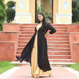 Black & Gold Chinon Mukeish Cape set