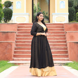 Black & Gold Chinon Mukeish Cape set