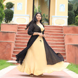 Black & Gold Chinon Mukeish Cape set