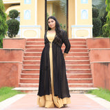 Black & Gold Chinon Mukeish Cape set