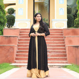 Black & Gold Chinon Mukeish Cape set