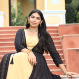Black & Gold Chinon Mukeish Cape set