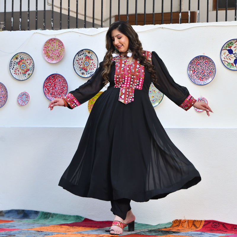 Ravishing Black Kutch Embroidered Anarkali