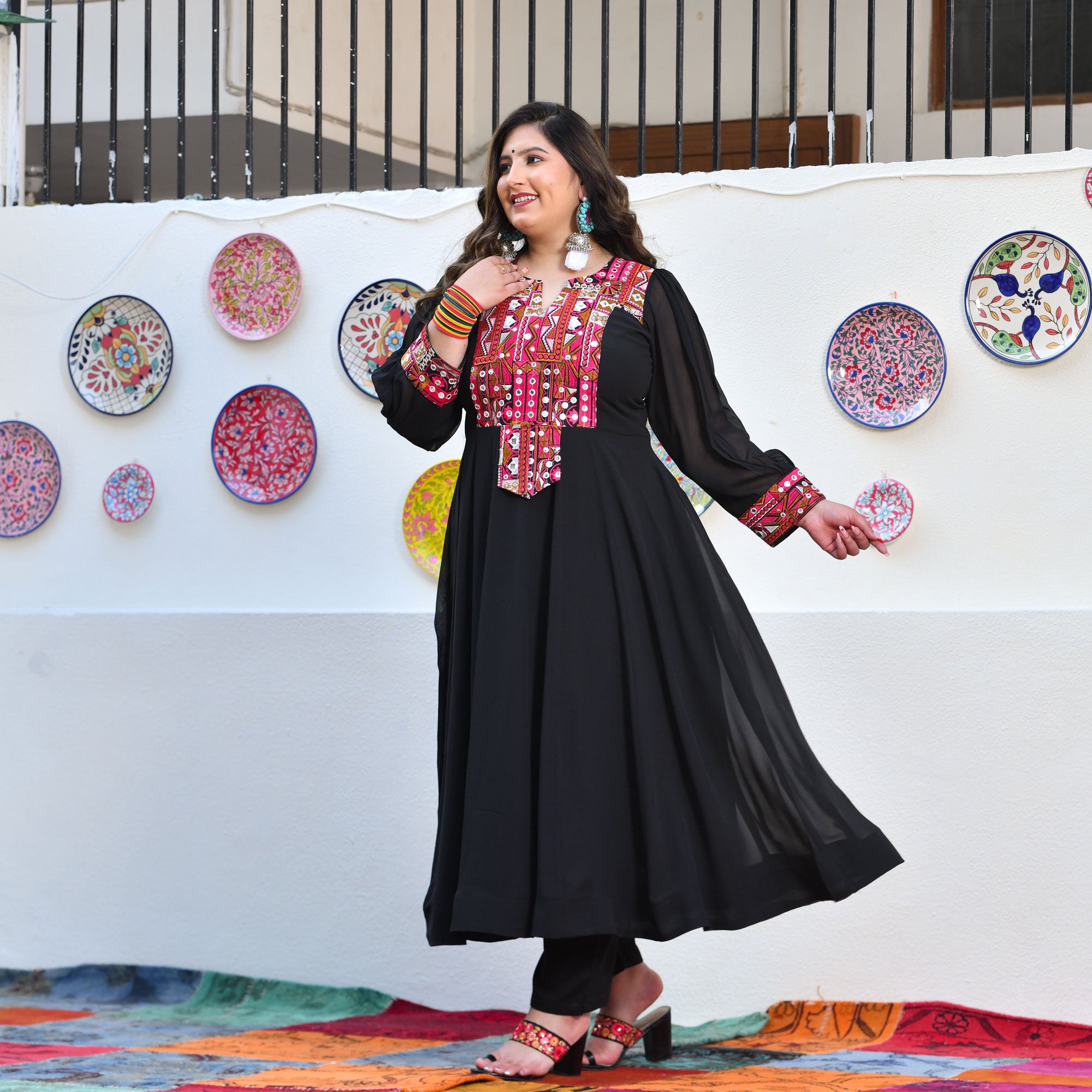Ravishing Black Kutch Embroidered Anarkali