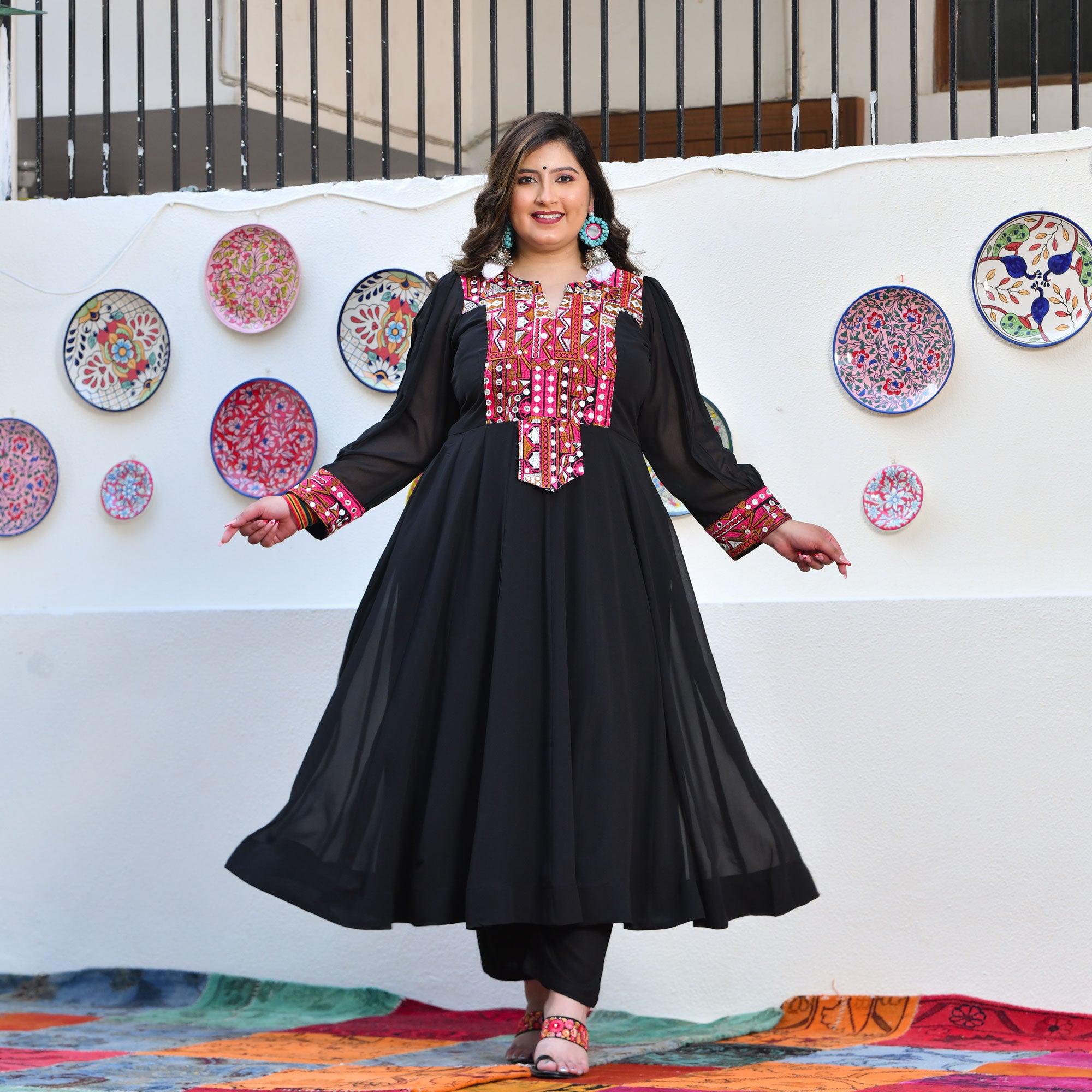 Ravishing Black Kutch Embroidered Anarkali