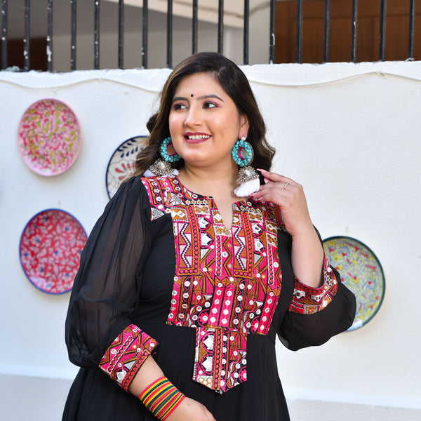 Ravishing Black Kutch Embroidered Anarkali