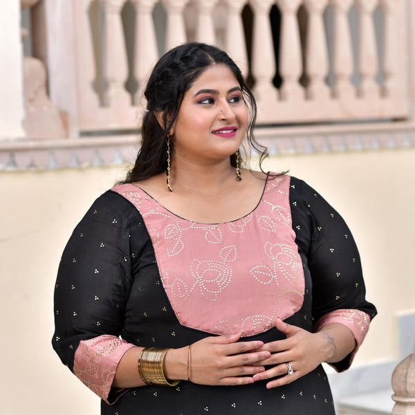 Black Old Rose Chinon Kurta