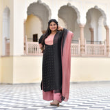 Black Old Rose Chinon Kurta