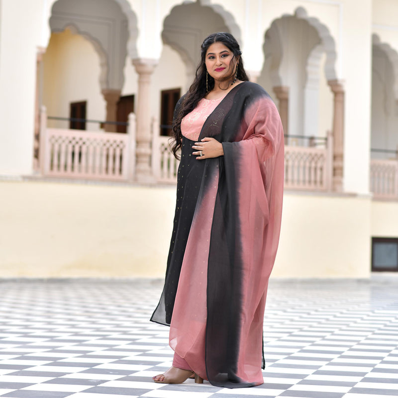 Black Old Rose Chinon Kurta