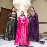 Purple & Dazzle Sequin Embroidered Pure Georgette Lehenga Set