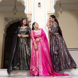 Purple & Dazzle Sequin Embroidered Pure Georgette Lehenga Set