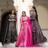 Purple & Dazzle Sequin Embroidered Pure Georgette Lehenga Set