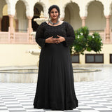 Black Princess Chinon Cocktail Dress with Drape Dupatta