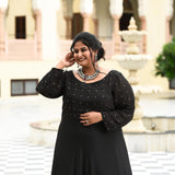Black Princess Chinon Cocktail Dress with Drape Dupatta