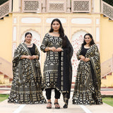 Black Georgette Tikdi Work Lehenga Set