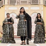 Black Georgette Tikdi Work Lehenga Set