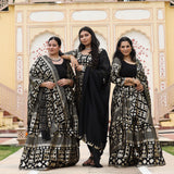 Black Georgette Tikdi Work Lehenga Set