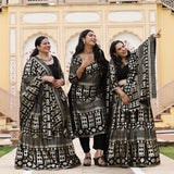 Black Georgette Tikdi Work Lehenga Set