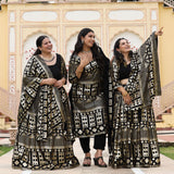 Black Georgette Tikdi Work Lehenga Set