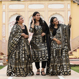 Black Georgette Tikdi Work Lehenga Set