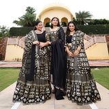 Black Georgette Tikdi Work Lehenga Set