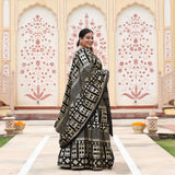 Black Georgette Tikdi Work Lehenga Set