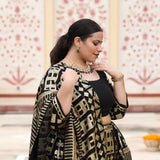 Black Georgette Tikdi Work Lehenga Set
