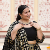Black Georgette Tikdi Work Lehenga Set