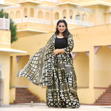 Black Georgette Tikdi Work Lehenga Set