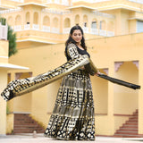 Black Georgette Tikdi Work Lehenga Set