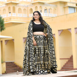 Black Georgette Tikdi Work Lehenga Set
