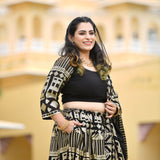 Black Georgette Tikdi Work Lehenga Set
