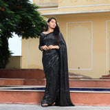 Pepper Black Sequin Embroidered Drape Saree