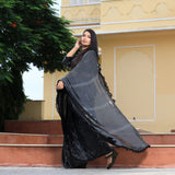 Pepper Black Sequin Embroidered Drape Saree