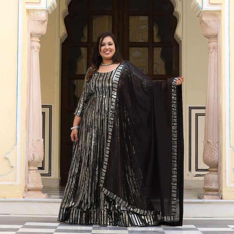 Sparkling Night Embroidered Pure Georgette Anarkali Dress