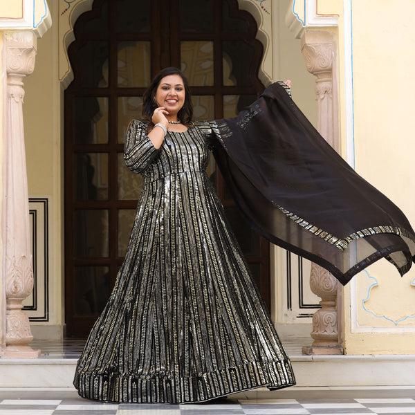 Sparkling Night Embroidered Pure Georgette Anarkali Dress