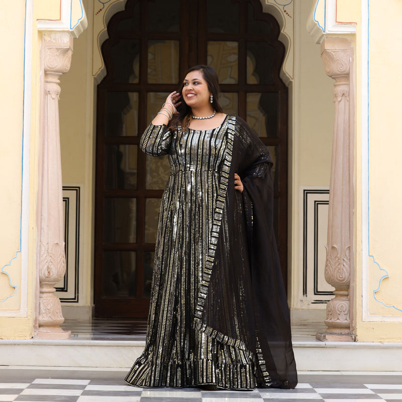 Sparkling Night Embroidered Pure Georgette Anarkali Dress