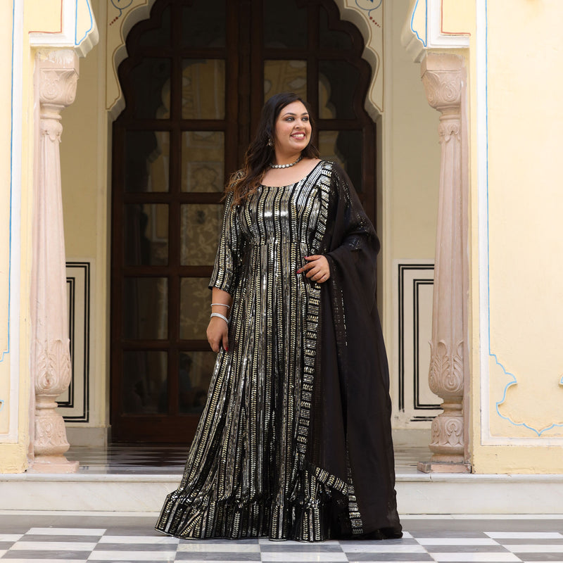 Sparkling Night Embroidered Pure Georgette Anarkali Dress