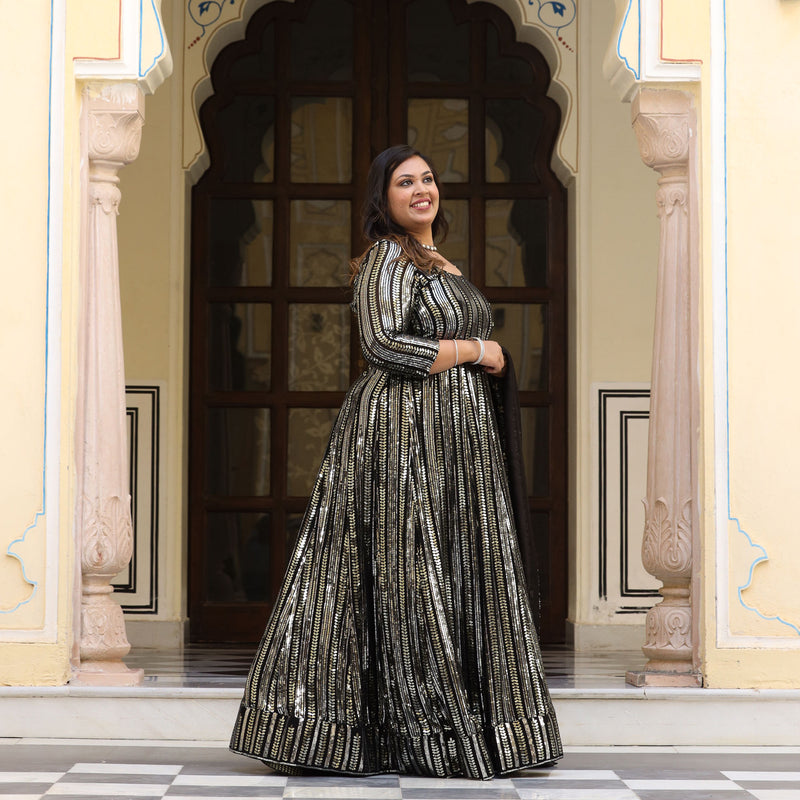 Sparkling Night Embroidered Pure Georgette Anarkali Dress