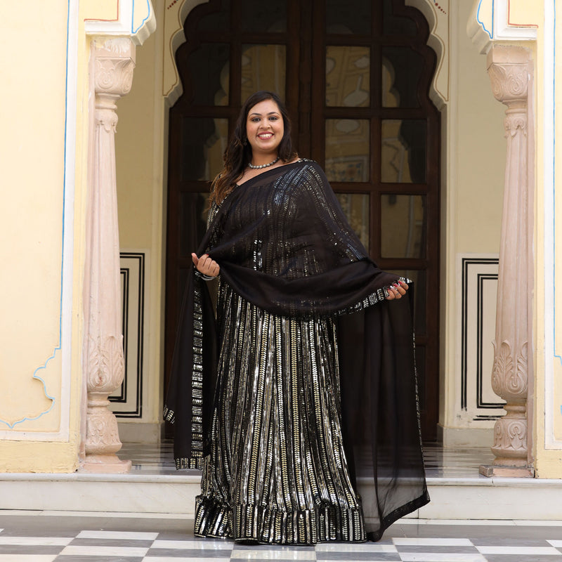 Sparkling Night Embroidered Pure Georgette Anarkali Dress